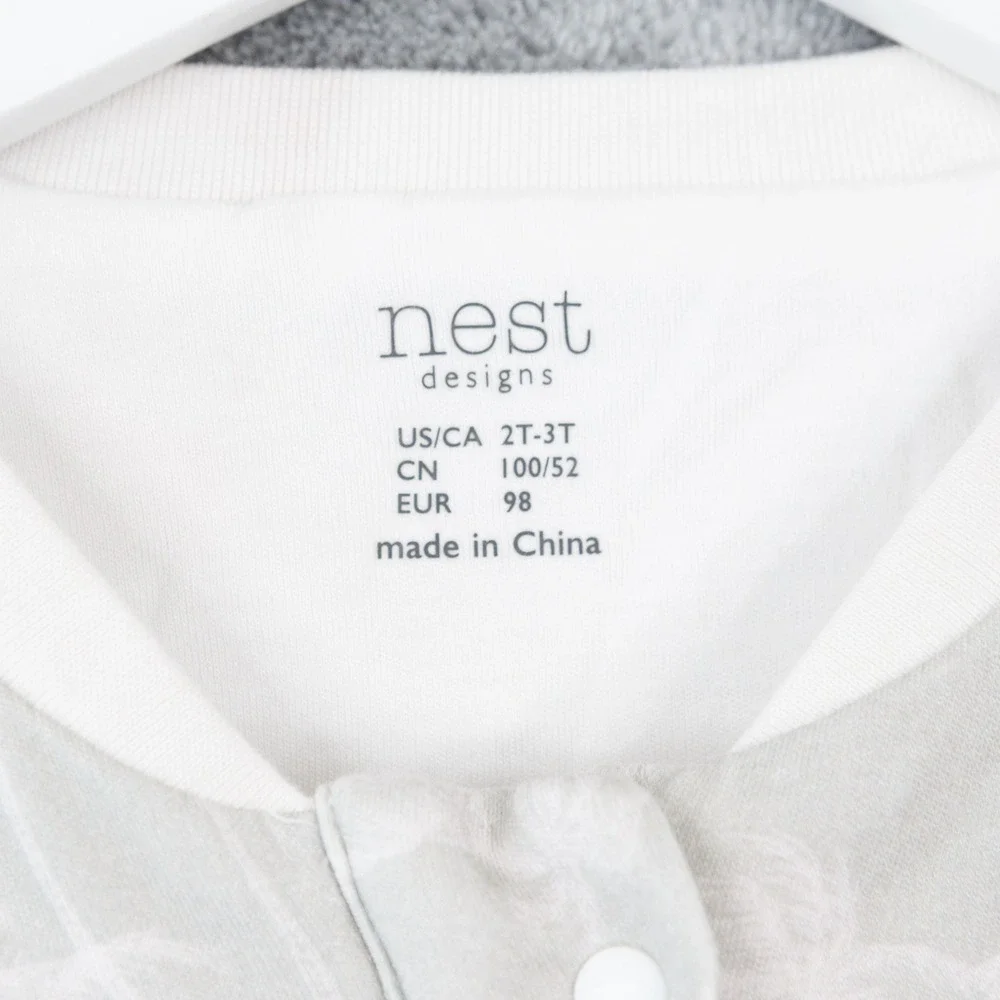 NEST DESIGNS One‎ Piece Pajamas Soft Bamboo Cotton Palm Tree Hut Print Sz 2T-3T